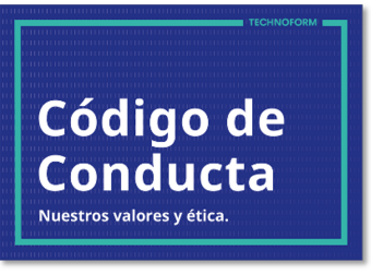 Portada del Código de Conducta de Technoform con «Código de Conducta» como titular y «Nuestros valores y ética empresarial» como subtítulo.