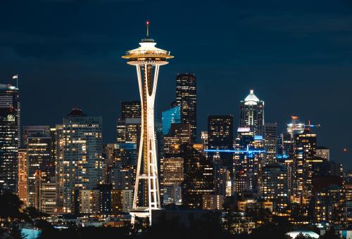 space needle night